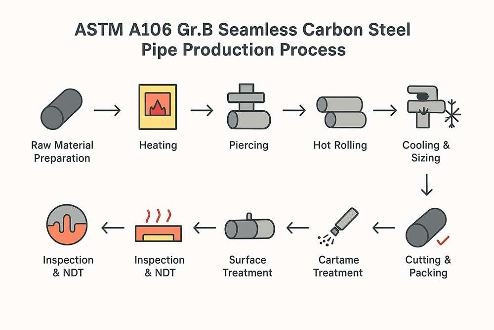 ASTM A106 Grade B Seamless Carbon Steel Pipe Production Process