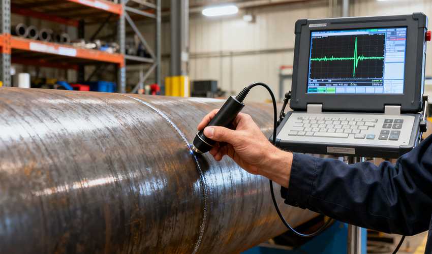 Ultrasonic testing of carbon steel pipes