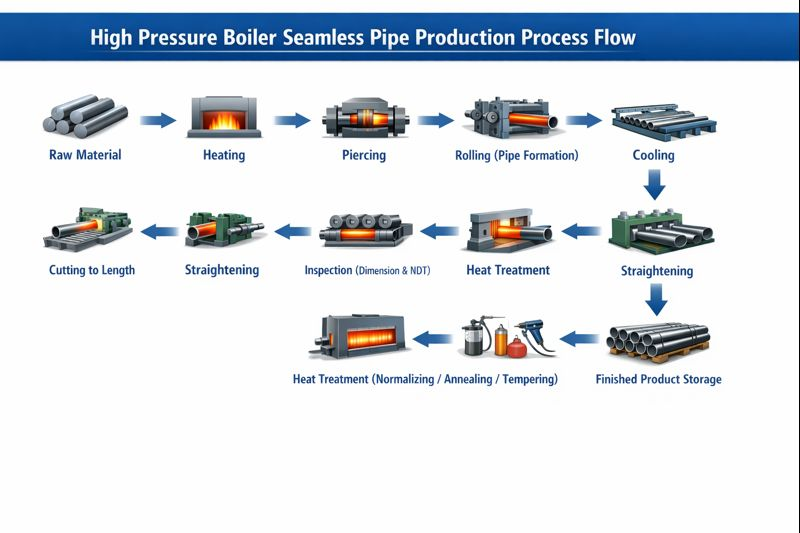 High-Pressure Steam Seamless Pipe Production Process Flow